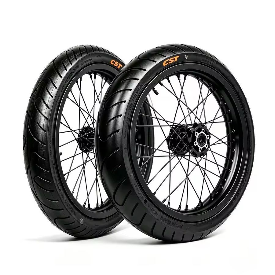 17-Inch Black Supermoto Wheel Set for Sur-Ron Light Bee X