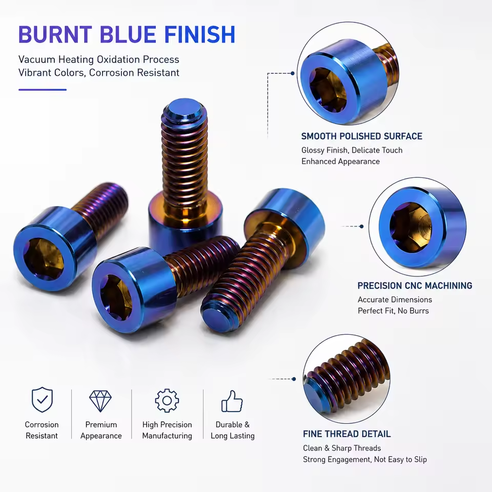 Grade 5 Titanium Bolt Kit for Heybike Villain — Burnt Blue