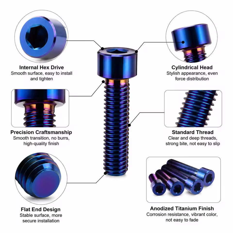 Grade 5 Titanium Bolt Kit for Heybike Villain — Burnt Blue