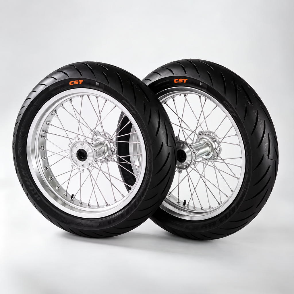17-Inch Silver Supermoto Wheel Set for Sur-Ron Light Bee