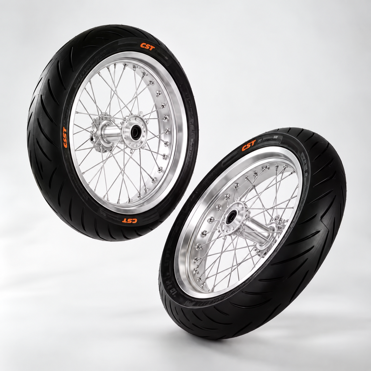 17-Inch Silver Supermoto Wheel Set for Sur-Ron Light Bee